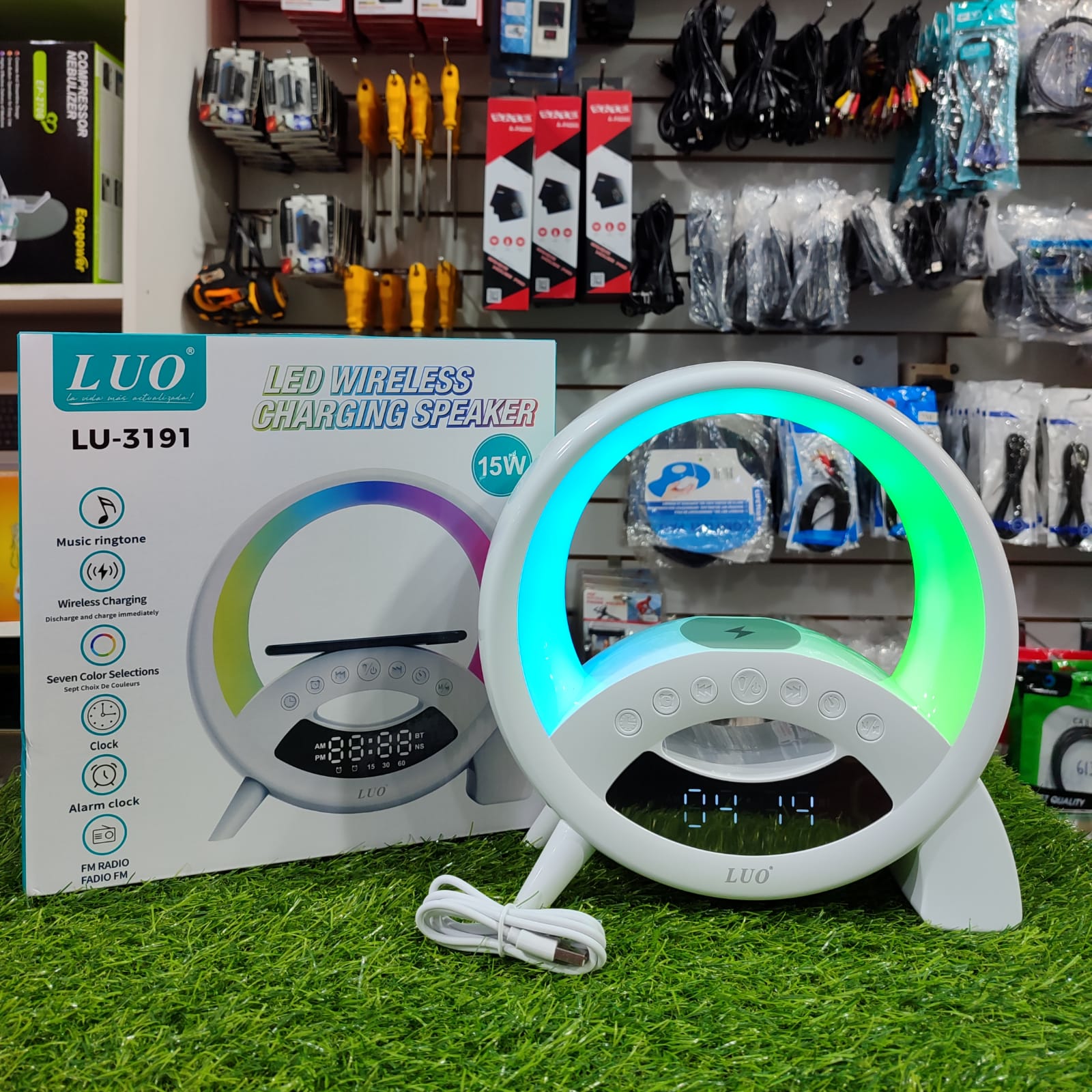 Cargador inal&aacute;mbrico con Speaker Marca LUO Modelo LU-3191