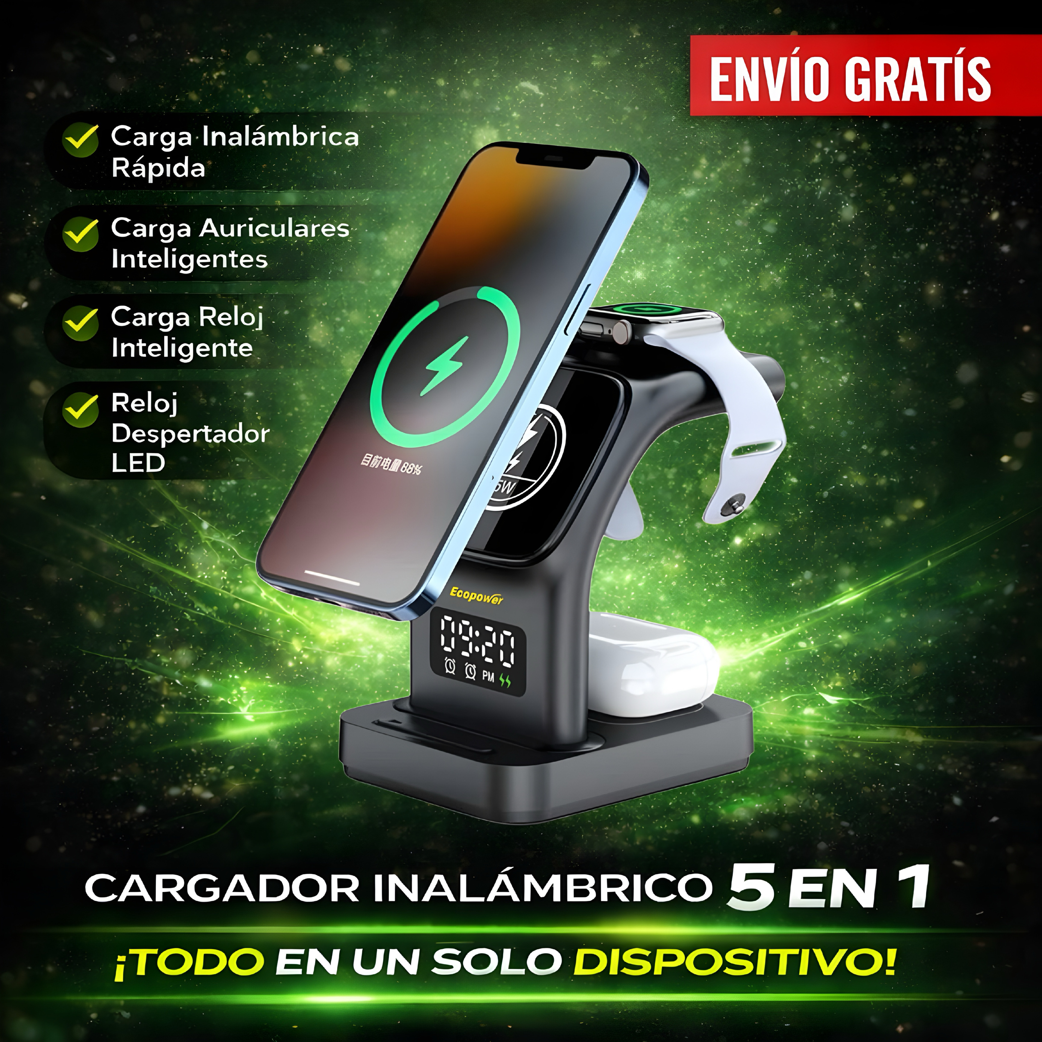 CARGADOR INALAMBRICO MAGNETICO 5 EN 1